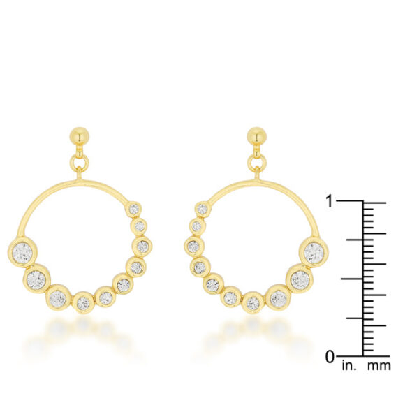 Graduated circle earrings shown at an angle with butterfly post backing visible