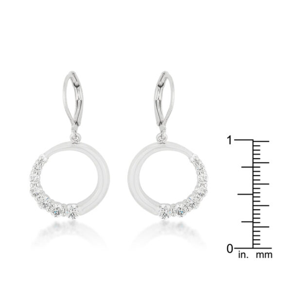 Close-up of cubic zirconia stones graduating in size within the circle earring
