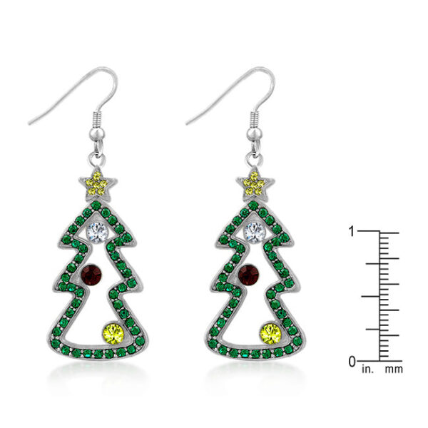 Close-up of Christmas Earrings showing fish hook backing and clustered cubic zirconia stones