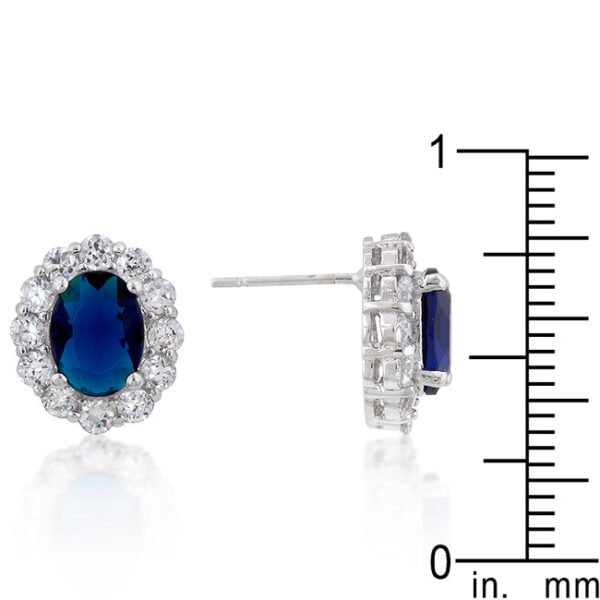 Close view of a single earring showing the prong setting and butterfly post backing