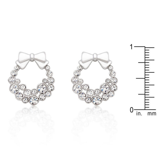 Close angled view of the wreath earrings showing graduated crystal sizes from post to outer edge