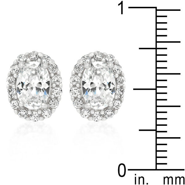 Close-up of the earring's butterfly post backing and prong-set clear stone