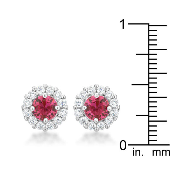 Close-up of a single earring showing the butterfly post backing and prong-set round stone