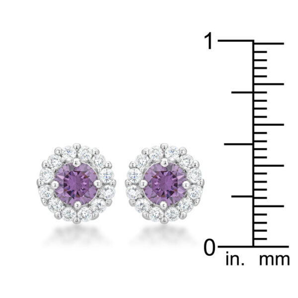 Close-up of earring showing butterfly back and prong-set cubic zirconia stone
