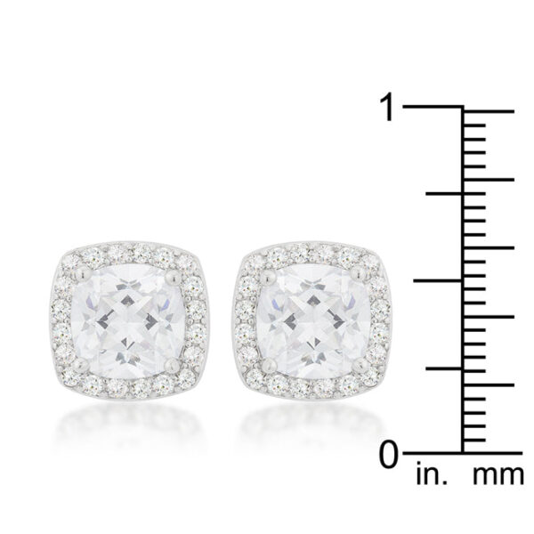 Side view of earring showing post backing and rhodium plated finish