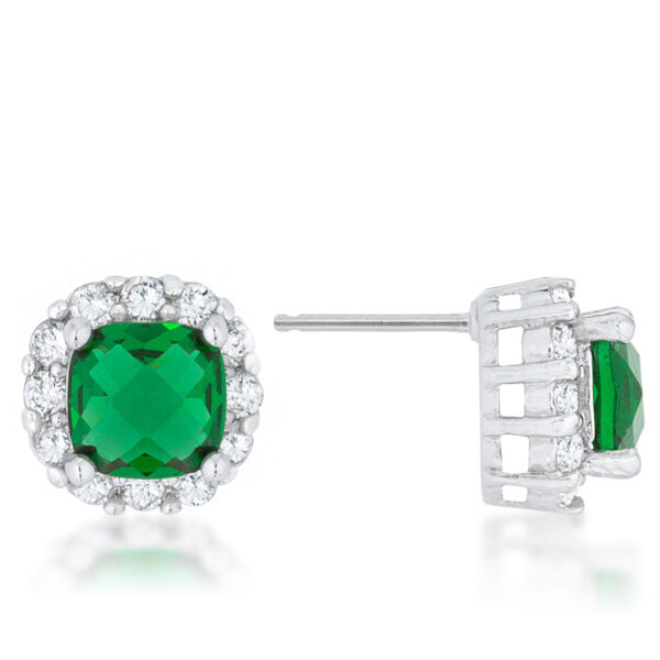 Close-up of prong settings holding cubic zirconia stones on a stud earring