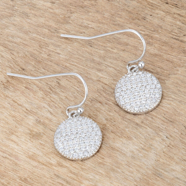 Side angle of the CZ disk earrings showing the fish hook backing