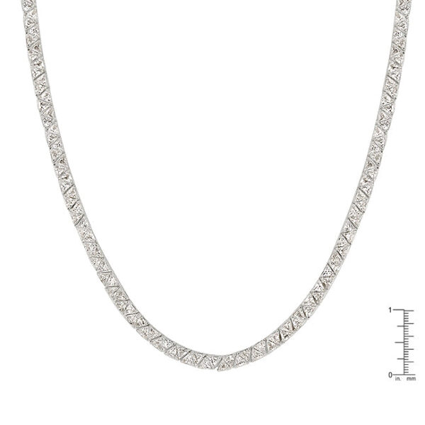 Divinity Necklace draped to show the rhodium plated chain and stone spacing