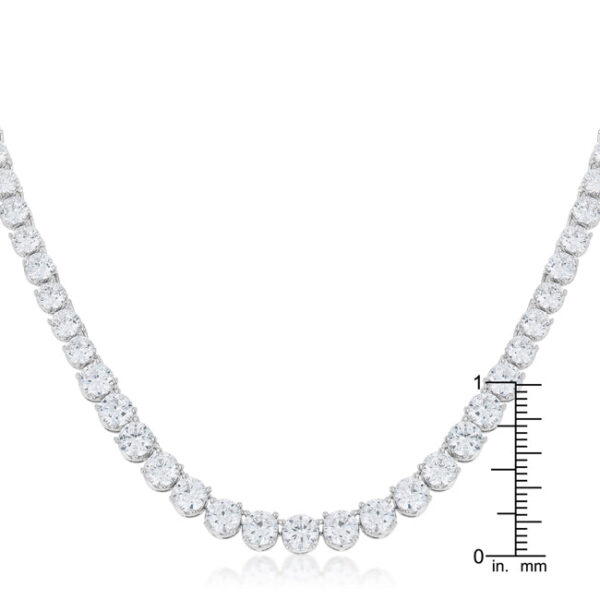 Necklace displayed to show the rhodium plated chain links connecting each stone segment
