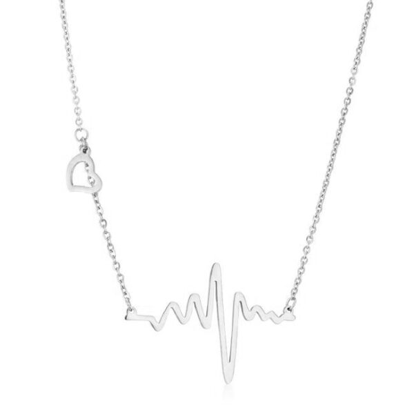 Silvertone open heart pendant on a link chain necklace with lobster clasp