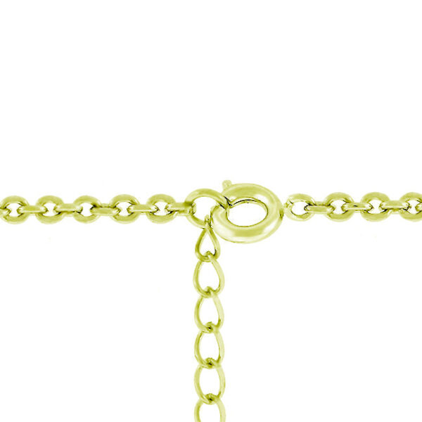 Close-up of the pendant showing the bezel-set round cubic zirconia stones and link chain detail