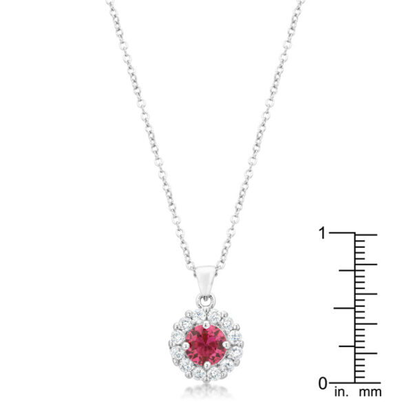 Close angle of the pendant highlighting the prong-set stones and metal finish
