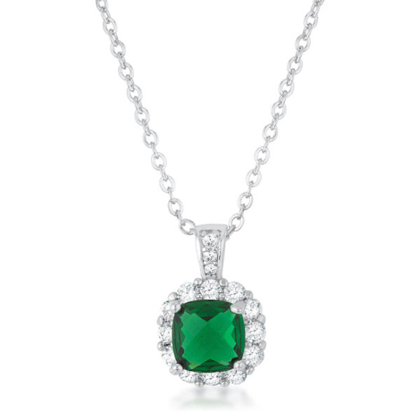 Pendant necklace with color cubic zirconia stones on an 18 inch link chain with lobster clasp