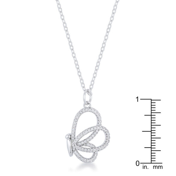 Butterfly pendant and necklace chain laid out to show the full design