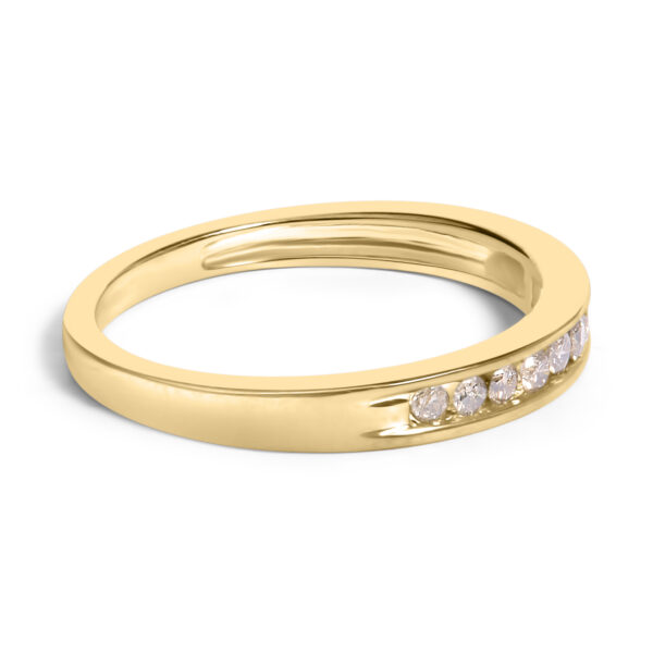 10K Yellow Gold Plated .925 Sterling Silver 1/4 Cttw Channel Set Round Diamond 11 Stone Wedding Band Ring (K-L Color, I1-I2 Clarity) - Size 7 - alternate view 2
