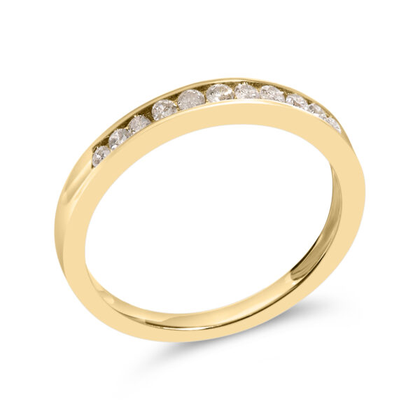 10K Yellow Gold Plated .925 Sterling Silver 1/4 Cttw Channel Set Round Diamond 11 Stone Wedding Band Ring (K-L Color, I1-I2 Clarity) - Size 7 - alternate view 3