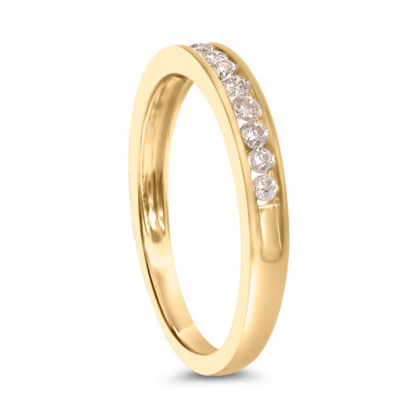 10K Yellow Gold Plated .925 Sterling Silver 1/4 Cttw Channel Set Round Diamond 11 Stone Wedding Band Ring (K-L Color, I1-I2 Clarity) - Size 7 - alternate view 4