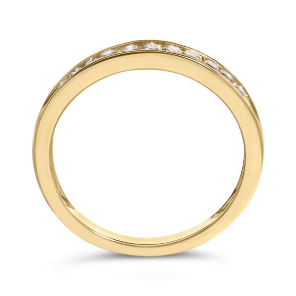 10K Yellow Gold Plated .925 Sterling Silver 1/4 Cttw Channel Set Round Diamond 11 Stone Wedding Band Ring (K-L Color, I1-I2 Clarity) - Size 7 - alternate view 5