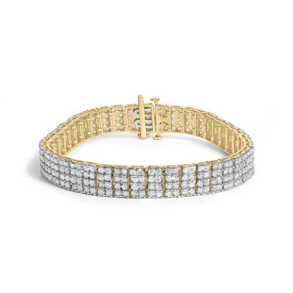 IGI Certified 14K Yellow Gold Plated Sterling Silver 10.0 Cttw Diamond 4 Row Tennis Bracelet