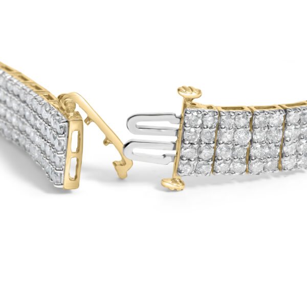 IGI Certified 14K Yellow Gold Plated Sterling Silver 10.0 Cttw Diamond 4 Row Tennis Bracelet - alternate view 2