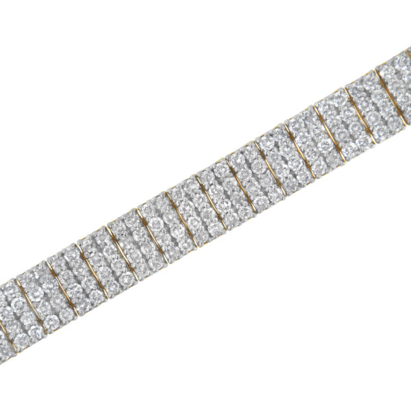 IGI Certified 14K Yellow Gold Plated Sterling Silver 10.0 Cttw Diamond 4 Row Tennis Bracelet - alternate view 4