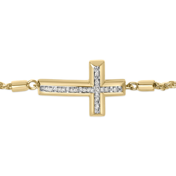 Gold Vermeil Diamond Accent Cross Lariat Bolo Bracelet - Sterling Silver - alternate view 2