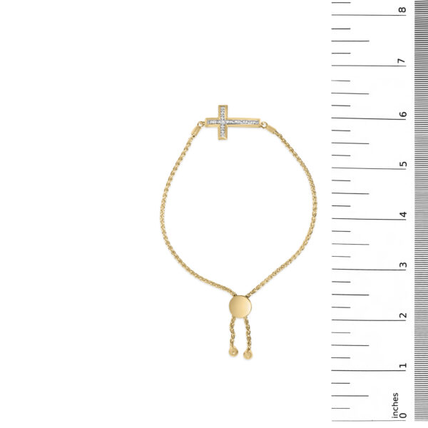 Gold Vermeil Diamond Accent Cross Lariat Bolo Bracelet - Sterling Silver - alternate view 4