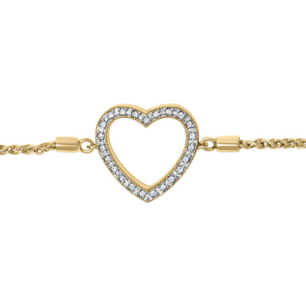 Gold Vermeil Diamond Accent Heart Lariat Bolo Bracelet - Sterling Silver - alternate view 2