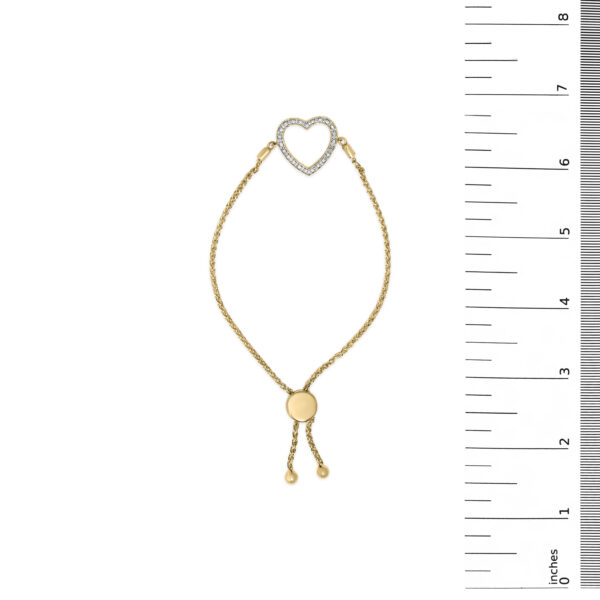 Gold Vermeil Diamond Accent Heart Lariat Bolo Bracelet - Sterling Silver - alternate view 4