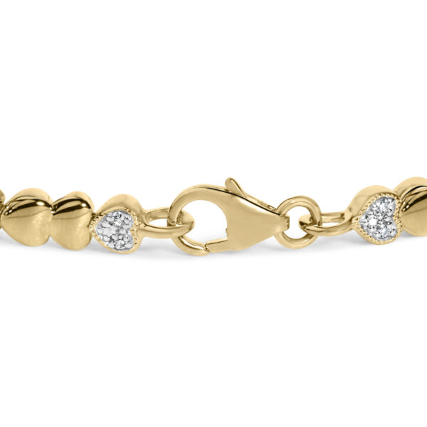 Gold Vermeil .925 Sterling Silver 1/7 Cttw Diamond Puff Heart Bangle Bracelet - alternate view 2