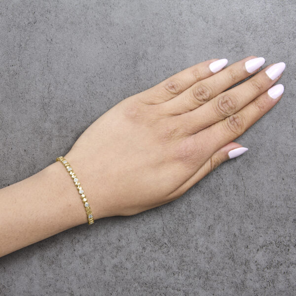 Gold Vermeil .925 Sterling Silver 1/7 Cttw Diamond Puff Heart Bangle Bracelet - alternate view 5