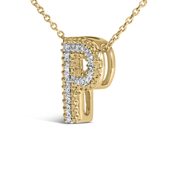 24 KT Yellow Gold Vermeil Diamond Accent "P" Initial Bubble Pendant Necklace - Sterling Silver - alternate view 3