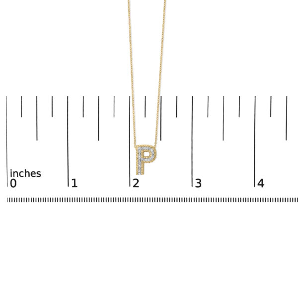 24 KT Yellow Gold Vermeil Diamond Accent "P" Initial Bubble Pendant Necklace - Sterling Silver - alternate view 4
