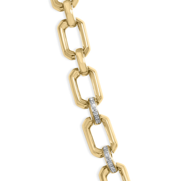 Gold Vermeil .925 Sterling Silver 1/4 Cttw Diamond Bold Octagonal Link Necklace - alternate view 2