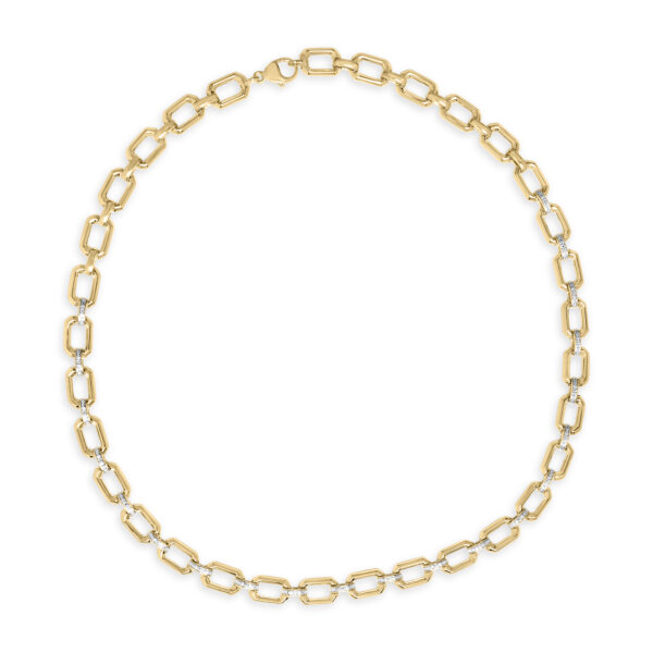 Gold Vermeil .925 Sterling Silver 1/4 Cttw Diamond Bold Octagonal Link Necklace - alternate view 4