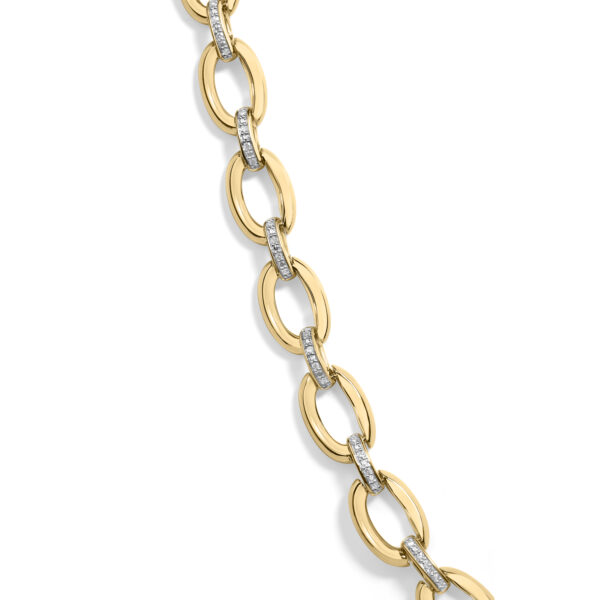 Gold Vermeil 1/4 Cttw Diamond Bold Oval Link Necklace - Sterling Silver - alternate view 2