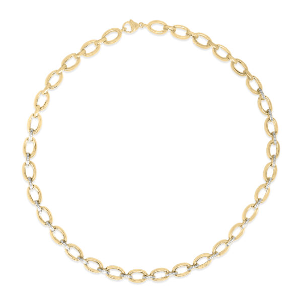 Gold Vermeil 1/4 Cttw Diamond Bold Oval Link Necklace - Sterling Silver - alternate view 4