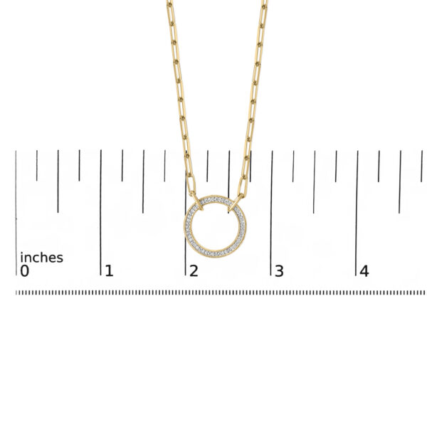 Gold Vermeil 1/10 Cttw Diamond Paperclip Chain Circle Pendant Necklace - Sterling Silver - alternate view 4