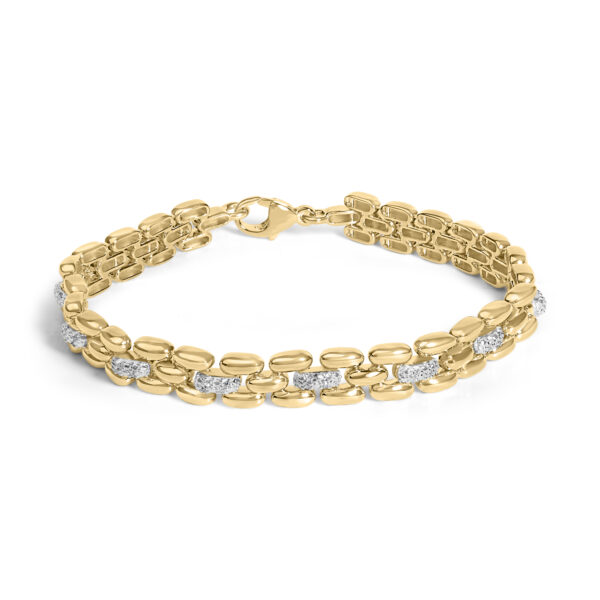 Gold Vermeil Plated Sterling Silver 1/7 Cttw Diamond Panther Link Bracelet