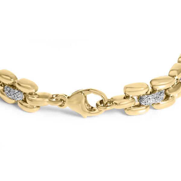 Gold Vermeil Plated Sterling Silver 1/7 Cttw Diamond Panther Link Bracelet - alternate view 2