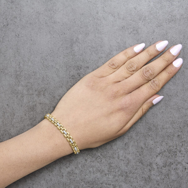 Gold Vermeil Plated Sterling Silver 1/7 Cttw Diamond Panther Link Bracelet - alternate view 5