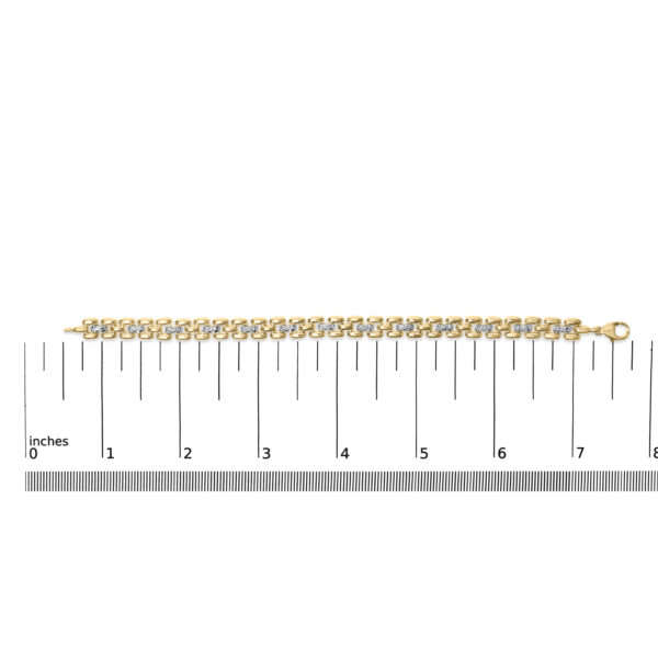 Gold Vermeil Plated Sterling Silver 1/7 Cttw Diamond Panther Link Bracelet - alternate view 4
