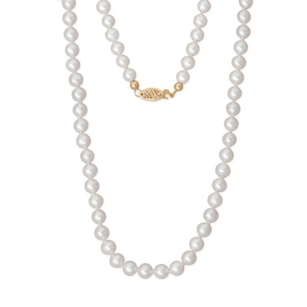 14 Karat Gold Knotted 6-6.5mm Near Round Cultured Freshwater Pearl Necklace - alternate view 2