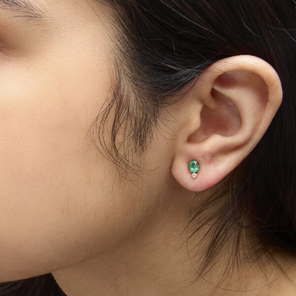Earrings displayed as worn to show placement on the ear