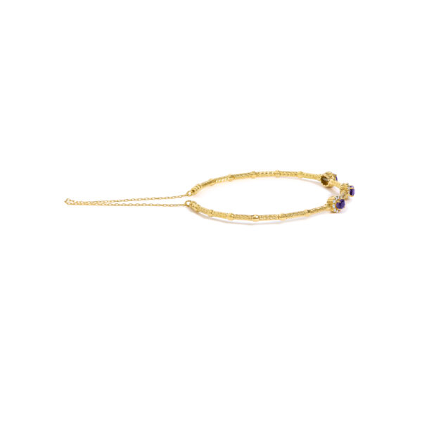18K Yellow Gold Purple Amethyst and 1/3 Cttw Diamond Halo Station Bracelet - alternate view 2