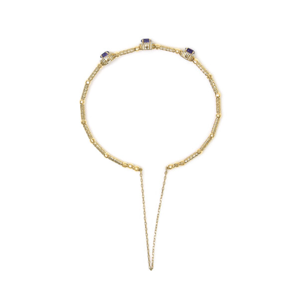 18K Yellow Gold Purple Amethyst and 1/3 Cttw Diamond Halo Station Bracelet - alternate view 3