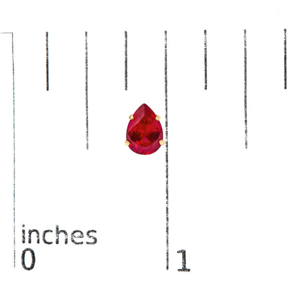 18K Yellow Gold 5X7 MM Created Pear Ruby Solitaire Stud Earrings - alternate view 4