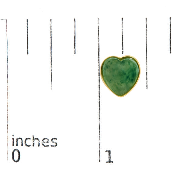 18K Yellow Gold 9x8 MM Bezel Set Green Jade Heart Stud Earrings - alternate view 4