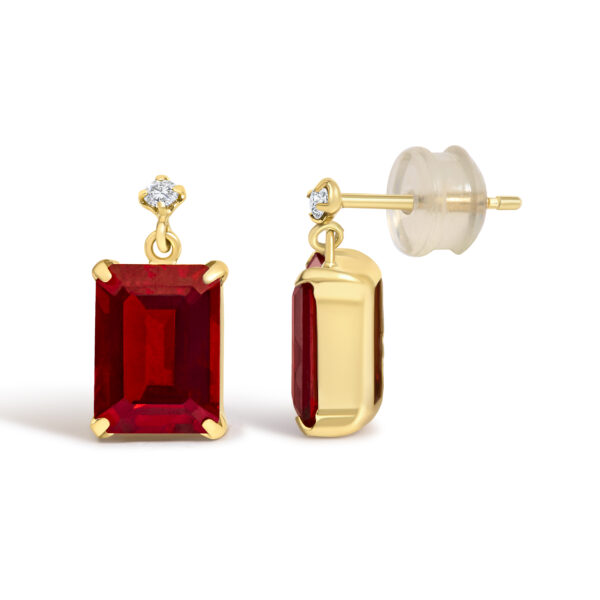 Side angle of the earrings showing the diamond accent near the post