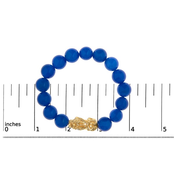 18K Yellow Gold Blue Agate Beaded Dragon Charm Bracelet - alternate view 4